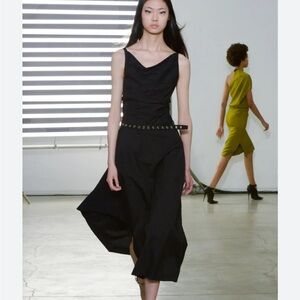 Narciso Rodriguez Runway Womens A Line Black Cowl Neck Ruches Sz 42 US 6 Wedding